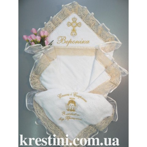Крыжма утеплённая  для девочки "Крем-роза"